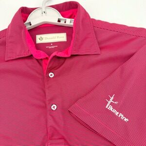 Donald Ross Burnt Pines Golf Polo Shirt Mens Medium Red Navy Micro Stripe Preppy